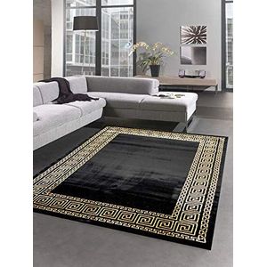 CARPETIA Vloerkleed, woonkamer, meanderpatroon, zwart/goud, 80 x 150 cm