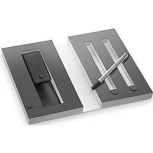 Lamy Studio Vulpenset in mat zilver veerdikte M A 201 zwart lederen etui voor schrijfinstrument - met geschenkverpakking