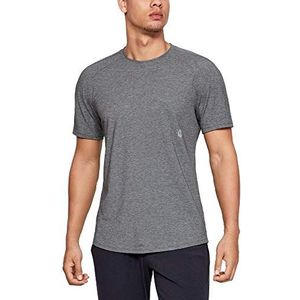 Under Armour Athlete Heren-T-shirt Recovery Travel Short Sleeve, Zwart Fade Heather / Metallic Zilver (001)