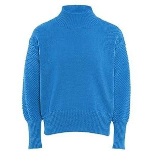 myMo Women's Femme Vintage Tricot Pull à Demi Col Roulé Polyester Turquoise Taille M/L Pull Sweater, M, Turquoise., M