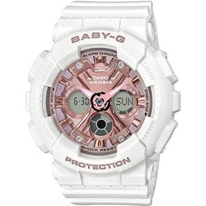 CASIO Analoog kwartshorloge voor dames met harsband, Wit en roze goud, Sport