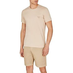 Emporio Armani Eagle Patch heren ronde hals T-shirt zandgeel M, zandgeel