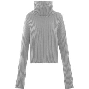 Libbi Blonda Pull à col roulé pour femme avec taille tendance et manches longues en acrylique Gris clair mélangé Taille XL/XXL, Gris clair mélangé., XL