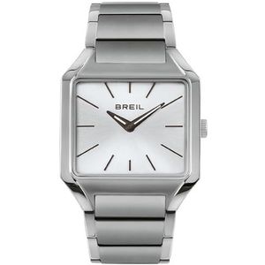 Breil Collection The B horloge met slechts tijdsbeweging, 2 uur kwarts en vouwsluiting met knopen voor heren, Zilver staal, armband