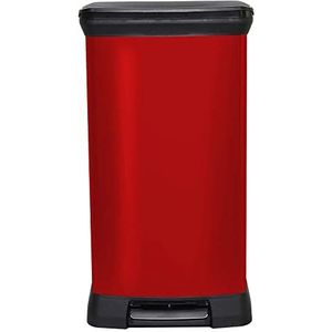 Curver Touch Deco Pedaalemmer met pedaaleffect, 70% gerecycled, 50 liter, rood