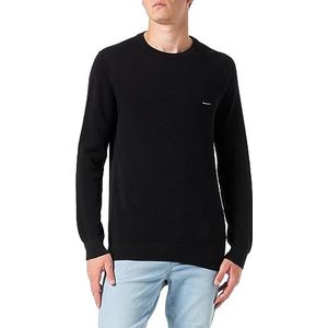 GANT Katoenen piqué C-hals sweatshirt heren, zwart.