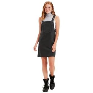 TRENDYOL Trendyol Young Mini-jurk voor dames, geweven, vierkante hals, 1 stuk, Antraciet