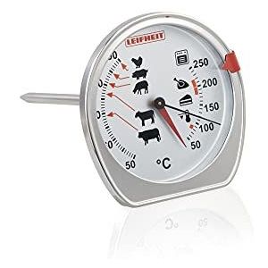 Leifheit Keukenthermometer oven en koken, gecombineerde weergave van oventemperatuur en kerntemperatuur, precisie-voedselsensor, grillthermometer met ideale kookpuntschaal