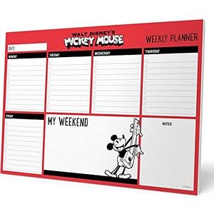 Grupo Erik - Disney Mickey notitieblok A4, weekoverzicht, bureauonderlegger, weekplanner, kantoorbenodigdheden, to-do-lijst, memoblokken, schoolbenodigdheden