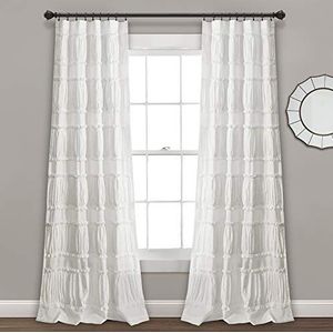 Lush Decor, White Nova Ruffle raamgordijn, 84 x 42 inch, 2 stuks