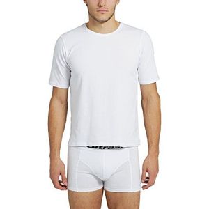 Ultrasport Basic T-shirt voor heren, ronde hals, sportshirt, klassiek design voor sport en dagelijks gebruik, bewegingsvrijheid door elastaan, optimale sportieve, comfortabele pasvorm, Wit.