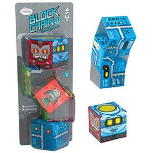 ThinkFun - 76425 - Block Chain: Robot - De nieuwe Brainteaser van ThinkFun voor meisjes en jongens vanaf 8 jaar. Hersentraining met dobbelkettingen, perfect om mee te nemen en cadeau te geven.: Drie Robot-kubus-kettingen