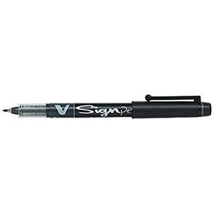 Pilot V-Sign Pen Viltstiften, nylon punt, lijnbreedte 0,6 mm, zwarte vloeibare inkt, 12 stuks