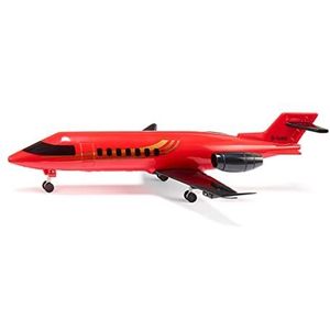 SIKU 2526, Privéjet, speelgoedvliegtuig, kunststof, rood, 7 LED-verlichting, intrekbare en uitklapbare landingstrein