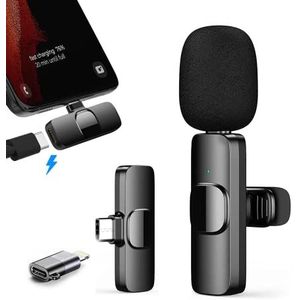 XYvee Lavalier Y-G895 Draadloze microfoon voor iPhone/Android, mini-microfoon plug & play YouTube/Facebook Live Stream TikTok vlog (geen app en Bluetooth vereist), zwart