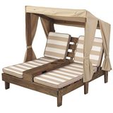 KidKraft 534 Dubbele ligstoel met bekerhouder - espresso en ecru - van hout, tuinmeubelen voor kinderen, 3-6 jaar