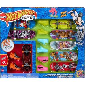 HOT WHEELS Skate Rippin' Tricks Pack - 8 vingerboards en 4 paar skateboardschoenen met geïnspireerde Tony Hawk ontwerpen, voor kinderen vanaf 5 jaar, HMY19