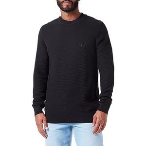 Tommy Hilfiger Rechthoekige structuur Crew Nk Sweatshirt voor heren, Zwart