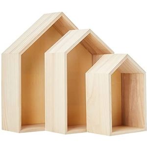 Artemio Set van 3 planken huis om te decoreren, hout, beige, 30 x 10 x 34,5 cm 14001999