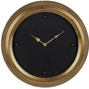 BigBuy Home Horloge murale noire dorée PVC verre fer bois MDF 46 x 6 x 46 cm