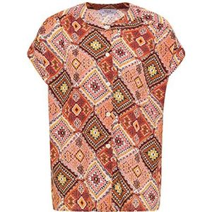 usha FESTIVAL blouse met korte mouwen voor dames, Meerkleurig roest