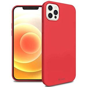 i-Paint iPhone 12/12 Pro 6,1 inch hoes silicone rood met microvezel binnenkant Solid Case Red