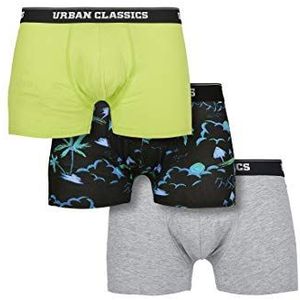 Urban Classics Set van 3 boxershorts voor heren in vele kleuren, maten S tot 5XL, IJsland Aop + limoen + grijs.