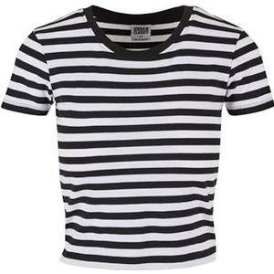 Urban Classics Tb6825-Dames Shorts Striped Tee Dames T-shirt, Wit/Zwart