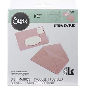 Sizzix Bigz 663621 mini-stanssjabloon, envelop van Lynda Kanase, meerkleurig, Eén maat