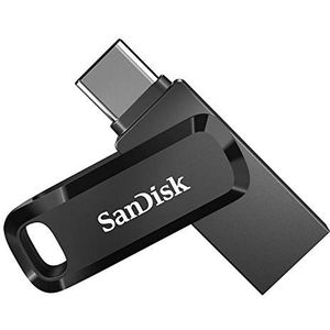 SanDisk Ultra Dual Drive Go, USB type C stick met omkeerbare USB Type-C en USB Type-A aansluitingen, tot 400 MB/s, voor smartphones, tablets, Mac en computer, zwart