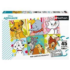 Puzzles Nathan - Puzzel 45 favoriete stukjes/Disney Animals Classic Kinderen, 4005556861781