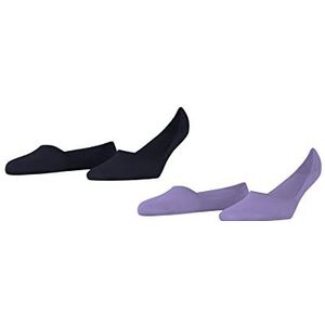 Burlington Everyday 2 stuks onzichtbare sokken voor dames, katoen, wit, zwart, meerdere kleuren, lage hals, anti-slip systeem op de hiel, 2 paar, Paars (Light Lilac 6819)