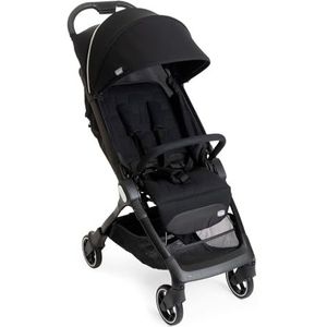 Chicco We kinderwagen, opvouwbaar, ultralicht, van 0 maanden tot 22 kg, kantelbare reiskinderwagen met ligpositie, gevoerde schouderbanden, compacte sluiting, regenbescherming, zwart