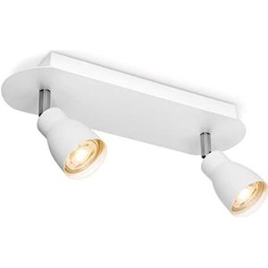 Home Sweet Home Moderne Alba LED Spot plafondlamp, 98/10/4,5 cm, wit, 2 plafondspots, metaal, dimbaar, inclusief ledlampen, GU10, 5 W, 390 lm, warmwit licht