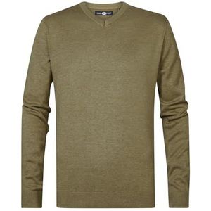 Petrol Industries Heren Knitwear V-hals Basic Trui Heren, Gerookt zand