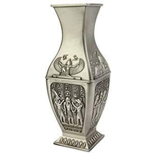 lachineuse - Egyptische vaas 18 cm - staal kleur zilver - Antiek Egypte decoratief object - Anubis, Horus, Isis Gevleugeld, Sphinx - Origineel cadeau-idee voor souvenir Egypte
