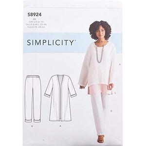 Simplicity Snijpatroon S8924 voor jas, top, tuniek en slipbroek voor dames H5 (34-36-38-40)