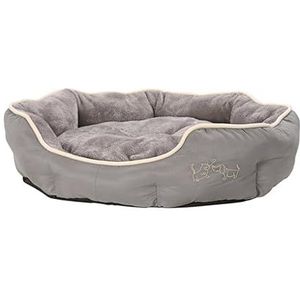 Dehner Ovaal hondenbed voor katten en honden, ca. 57 x 52 x 14 cm, polyester, grijs