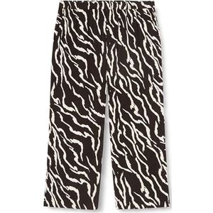 Kaffe Curve Plus-Size Women's Casual Pants Elastic Waist Printed Straight Legs Femme, Black/Antique Zebra Print, 44 Grande taille