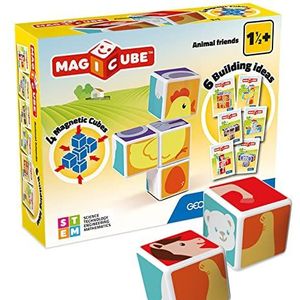 Geomag MagiCube 132 Animal Friends, magneetconstructies en educatieve spelletjes, 4 magnetische kubussen