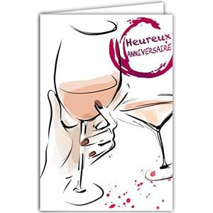 Afie 65-1352 wenskaart voor dames, chic, tak, rosé, vrouwen, cocktail, aperitief, bar, proevering, feest, drinkglas, afterwork – incl. envelop – gemaakt in Frankrijk