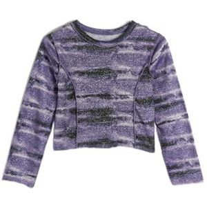 Koton T-shirt à manches longues et col rond pour fille, Design violet (3d9), 6-7 ans