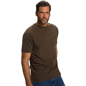 JP 1880 Heren grote maten L-8XL T-shirt, korte mouwen, Used Look 806226, donkerbruin, 4XL, Donkerbruin