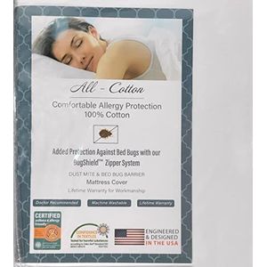 National Allergy Premium matrasbeschermer van 100% katoen met ritssluiting - dubbele maat - 40,6 cm diep - wit - ademende hypoallergene hoes 300 dradengetal - geavanceerde hoes