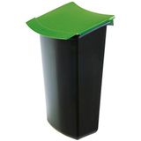 HAN 1843-05 MONDO afvalcontainer met deksel, elegant en praktisch, voor perfecte afvalscheiding, 3 liter, zwart/groen