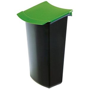 HAN 1843-05 MONDO afvalcontainer met deksel, elegant en praktisch, voor perfecte afvalscheiding, 3 liter, zwart/groen
