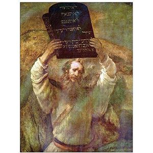 ArtPlaza Rembrandt Moses with The Commandments decoratief gordijn, hout, meerkleurig, 60 x 80 cm
