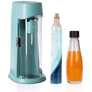 Levivo Soda Maker Juice Incl. 0.6l glazen fles & 60l Co2 cilinder, carbonaten sappen, frisdranken en elke drank naar keuze, voor 60l Co2 cilinder, gelicentieerde technologie van Drinkmate, Turquoise