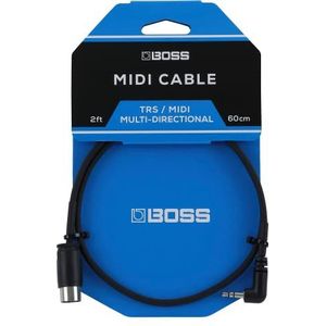BMIDI-2-35 BOSS - 60 cm - compacte MIDI-kabel minijack TRS naar 5-polige multidirectionele stekker - maakt een premium verbinding tussen pedalen mogelijk BOSS