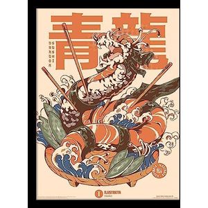 Pyramid International Ilustrata Dragon Sushi poster met lijst, 30 x 40 cm, officieel product